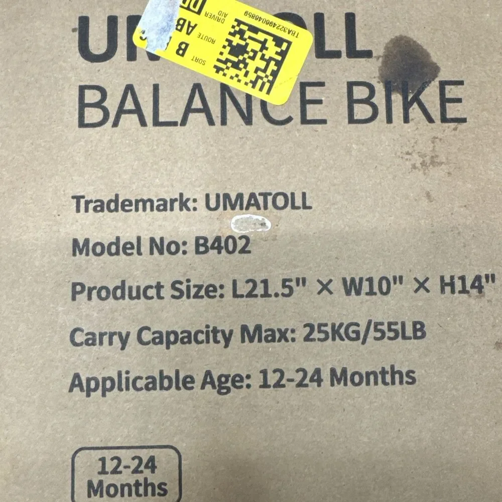 UMATOLL Pink Toddler Balance Bike B402 12-24 Months BNIB No Pedal Ride On